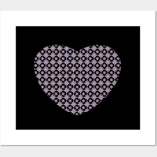 purple Floral Heart Pattern Posters and Art